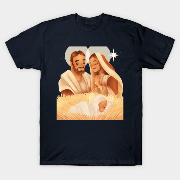 Nativity Illustration T-Shirt by Mako Design 